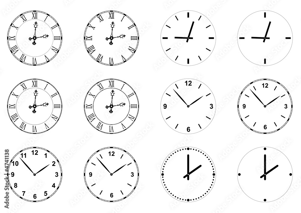 set of vector clock faces and hands set of vector clock faces and hands