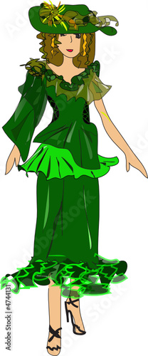 donna con vestito verde