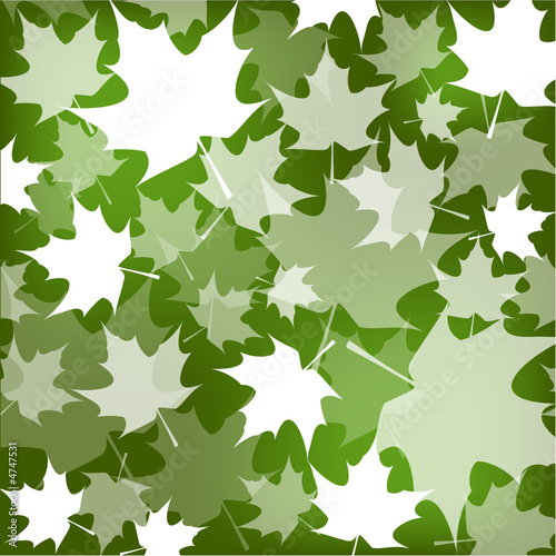 Feuilles blanches sur fond vert - Motif