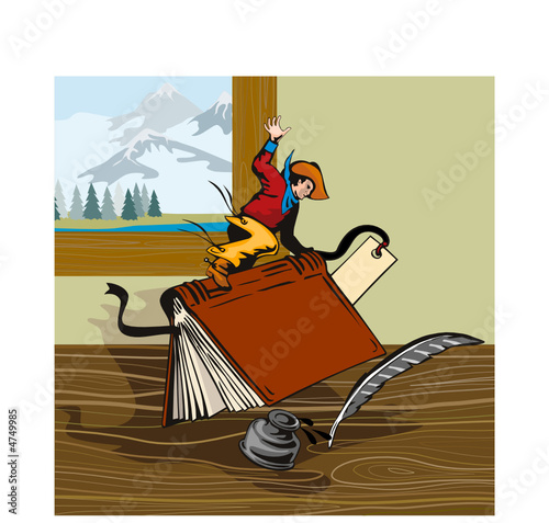 Cowboy riding a book