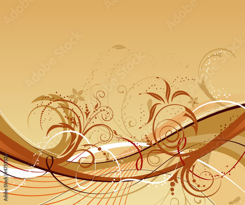Flower background with waves, element for design, vector