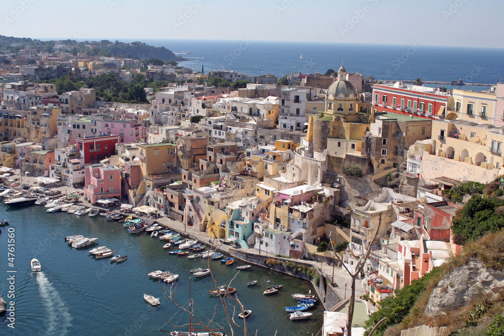 Blick über die Insel Procida, Golf von Neapel, Italien
