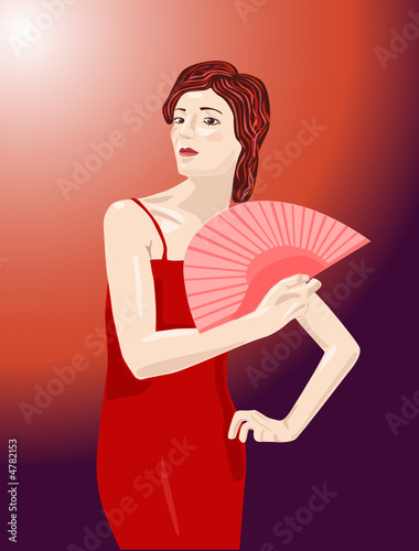 Sophisticated lady in red dress