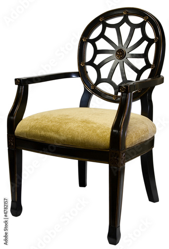 Traditional Style Accent Chair in Black and Gold Finish