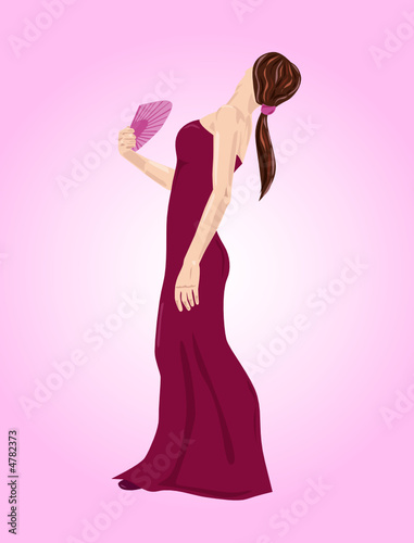 Girl in evening dress with fan