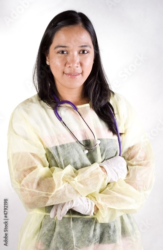 Nurse in isolation gown