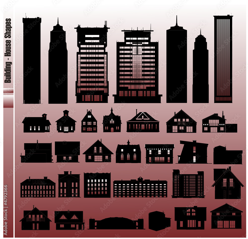siluetas de edificios y casas