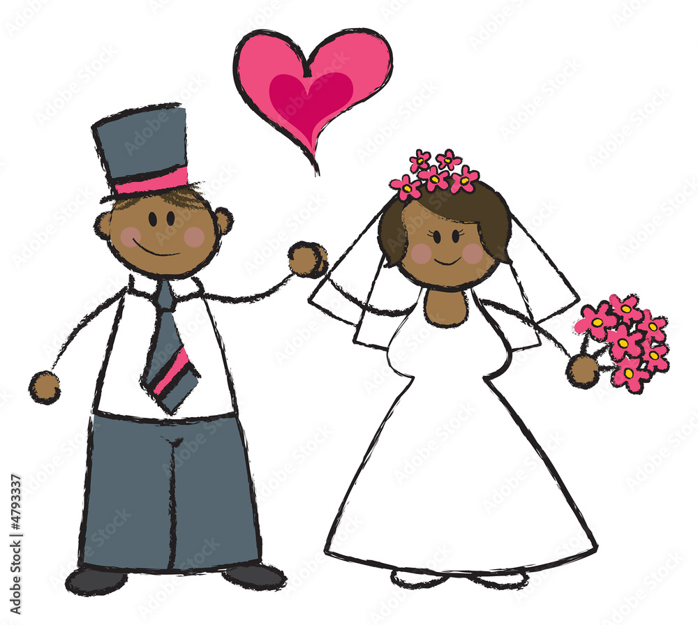 cartoon illustration of a married couple in black skin tone Stock  Illustration | Adobe Stock