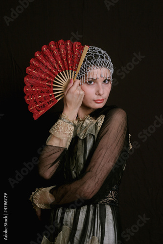 young lady with fan