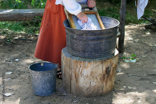 Washing Clothes on a Washboard