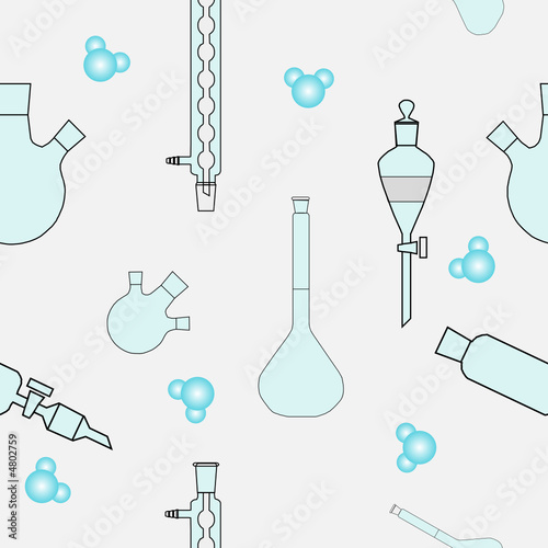 Chemical equipment and molecules. Seamlessly wallpaper