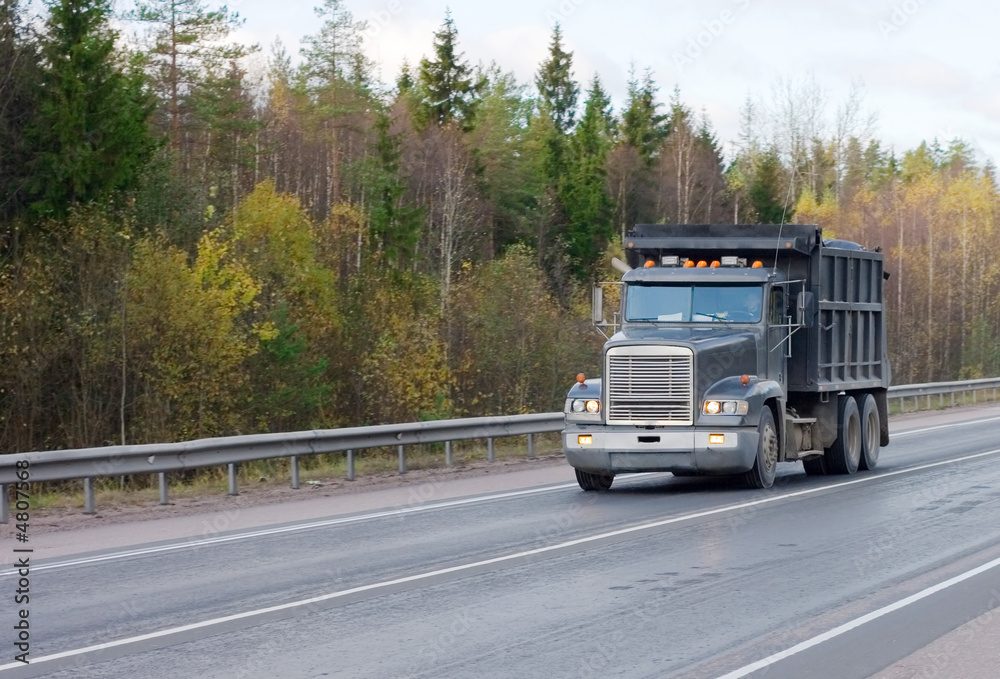 dump truck on road of my 