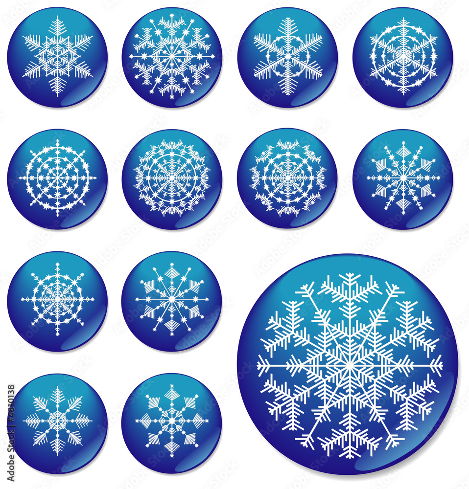 Thirteen snowflakes. The vector image. Thirteen snowflakes. The vector image.