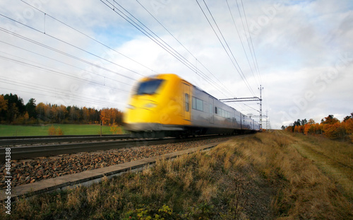 Fast train with motion blur