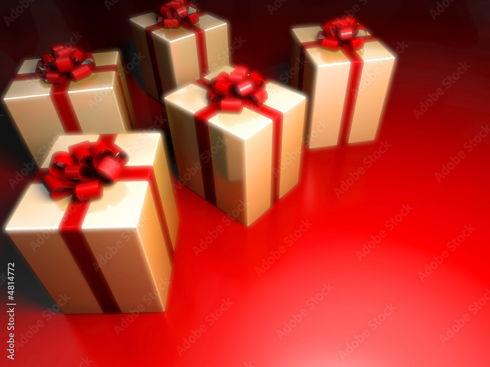 gift's with surprise on red background