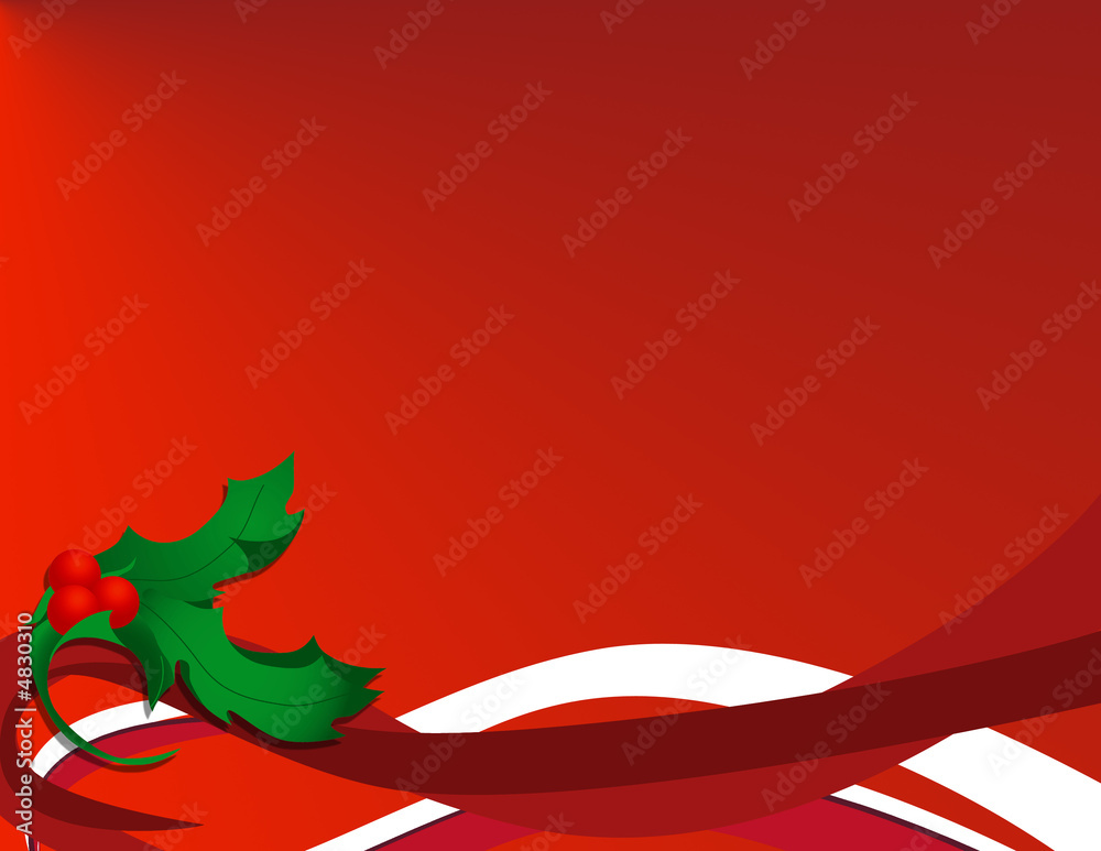 Obraz premium Red Christmas Holly Background