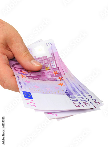 Hand holding euro notes (clipping path included)