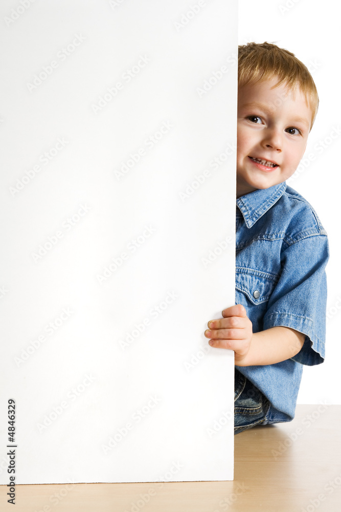 Little boy with a white plate Little boy with a white plate