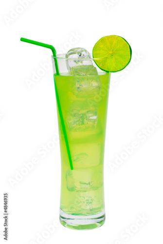 green cocktail with lime