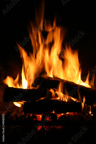 Fire at fireplace