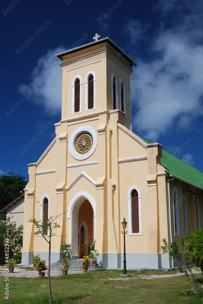 Christian church on the island of La Digue, Seychelles