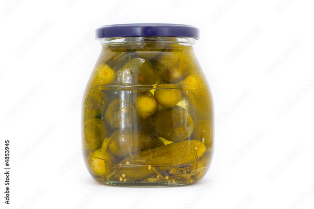 jar with pickled cucumbers jar with pickled cucumbers