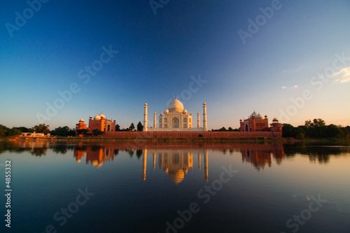 Taj Mahal reflected in river photo