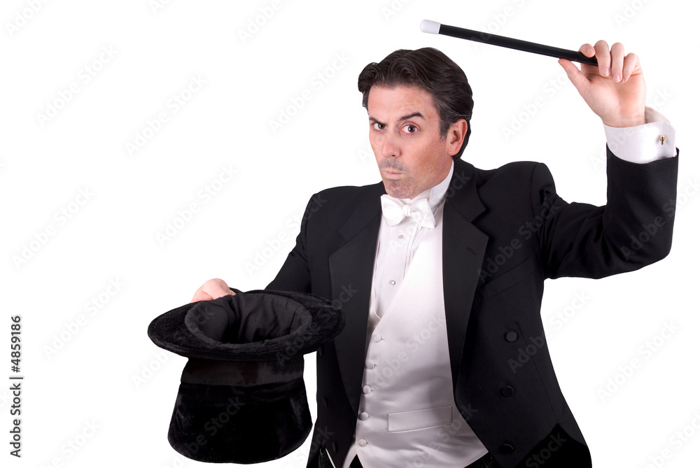 Magician holding a magic wand