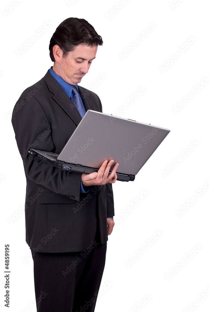 Businessman holding a laptop