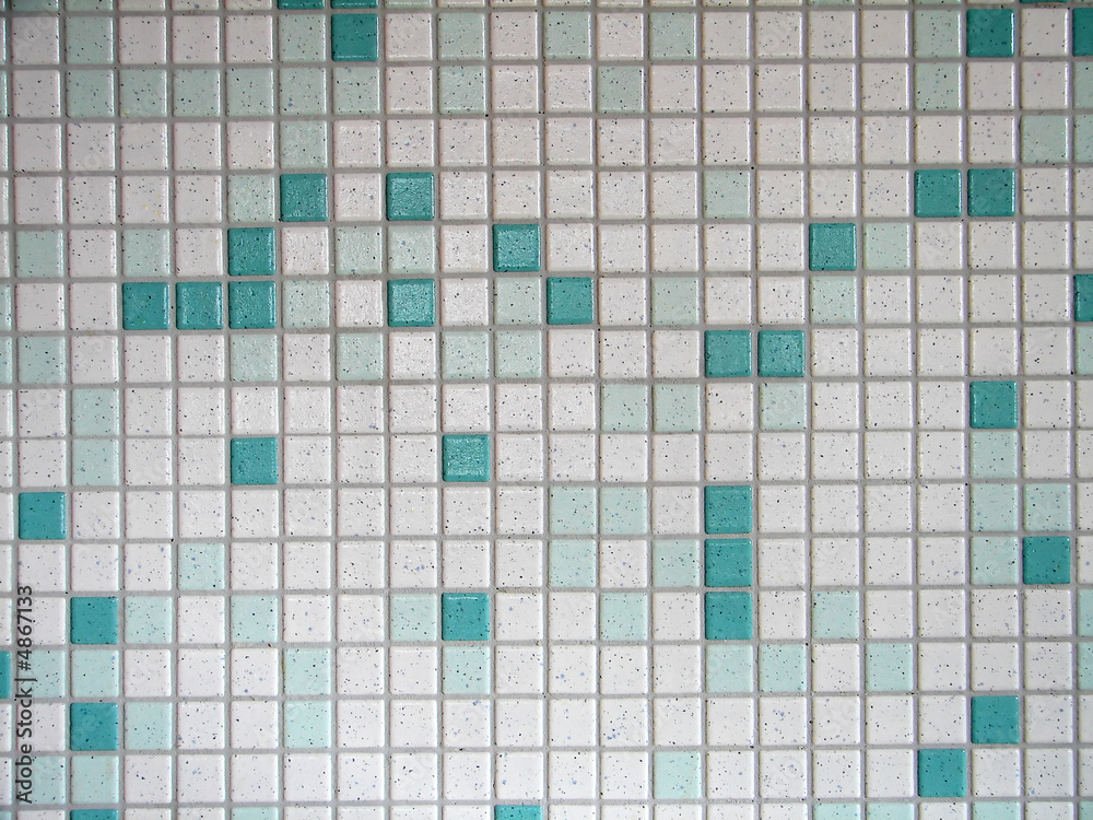 Fototapeta premium Green and white mosaic tiles