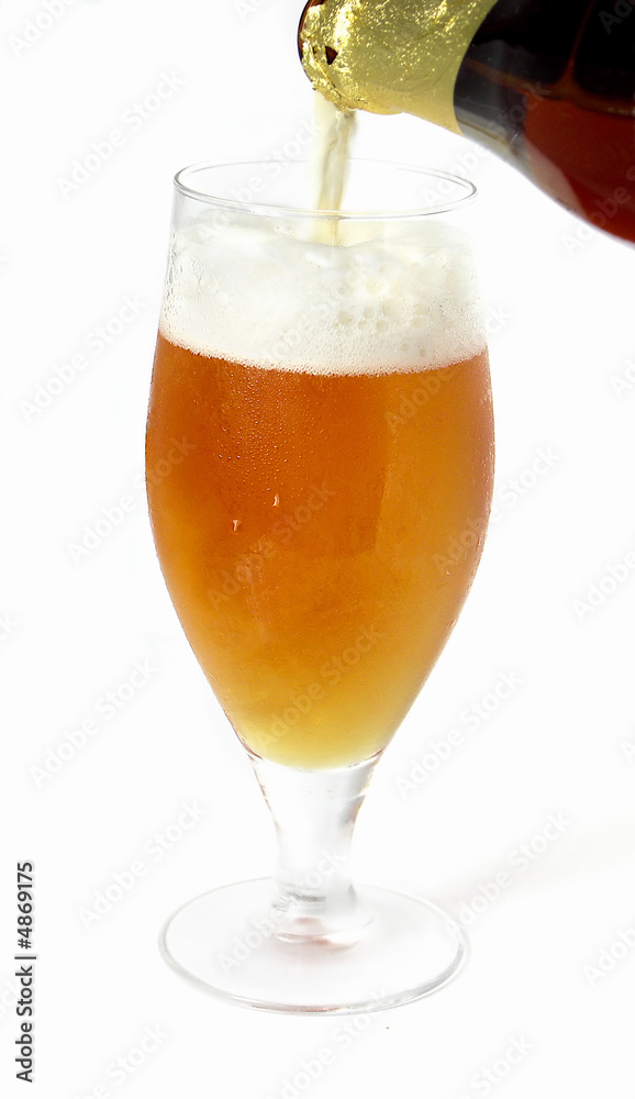 Glass beer with foam on white background Glass beer with foam on white background