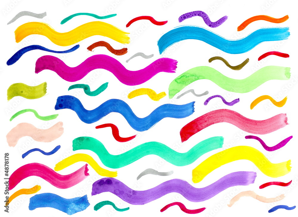 watercolor wavy lines on paper white sheet