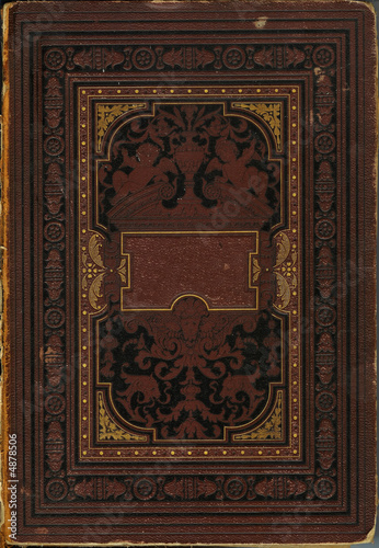 old damaged book cover (1888 year) with ornament