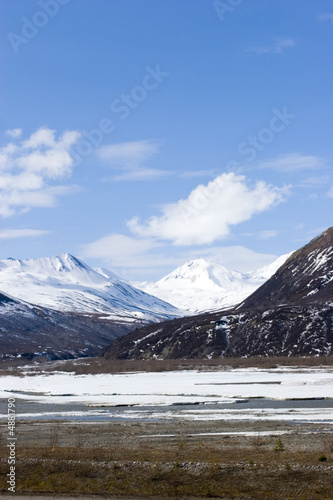 Snow melting on mountains