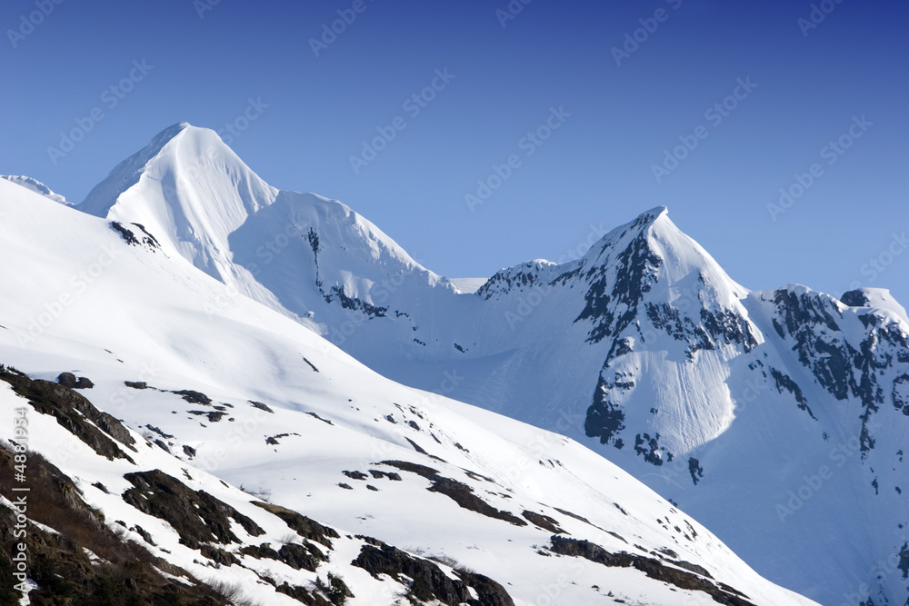 Snowy mountain peaks