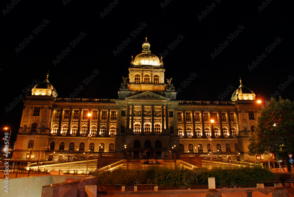 Czech national museum in the night