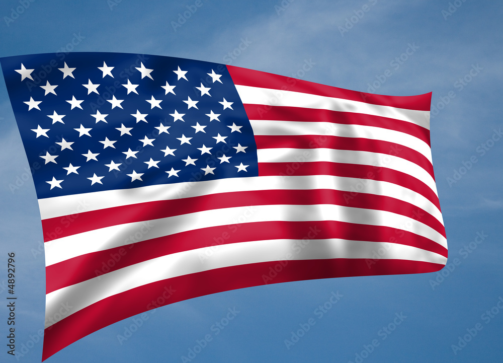 United States of America Stars & Stripes flag with sky backgroun United States of America Stars & Stripes flag with sky backgroun