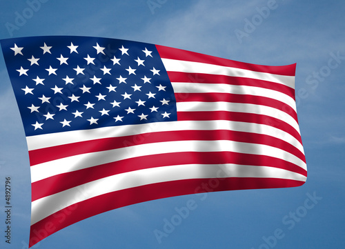 United States of America Stars & Stripes flag with sky backgroun