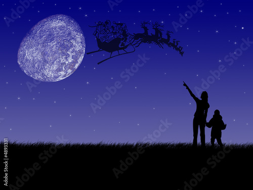 Santa in night sky