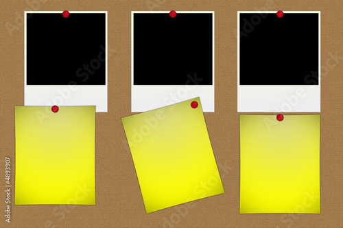 Blank polaroid photos with post-it notes