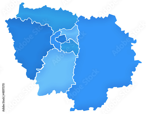 Carte Ile-de-France Camaieu Bleu photo