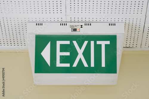 Ceiling Mounted Exit Sign with pointing arrow