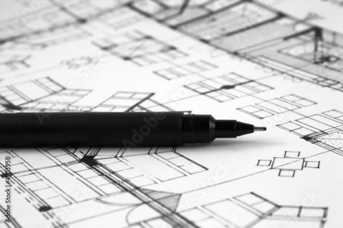 A precision pen on a architects plan