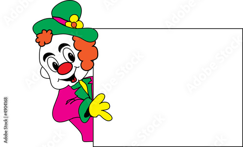 clown with whiteboard