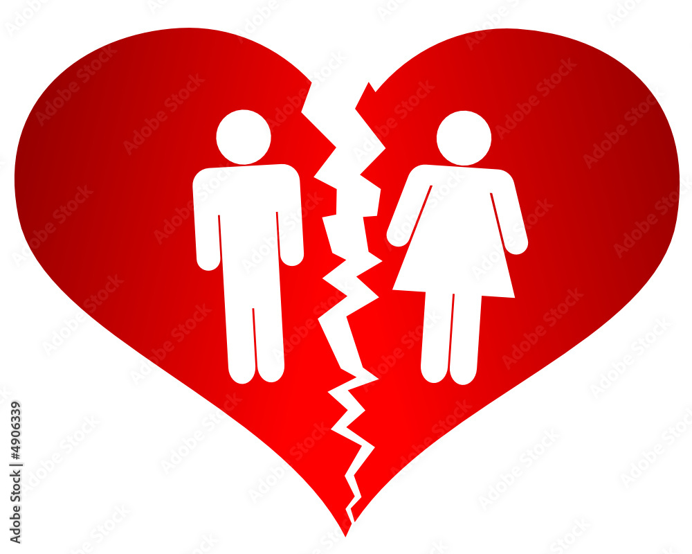 Couple dans un coeur brisé