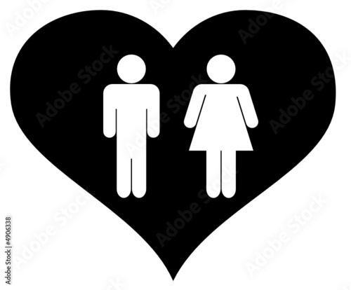 Couple dans un coeur noir & blanc