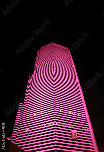 Night View of Pink Skyscraper in Miami