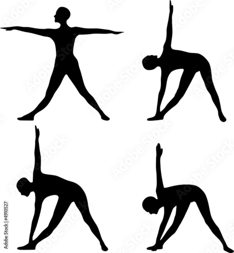 Silhouetted Yoga windmill practice isolated on white