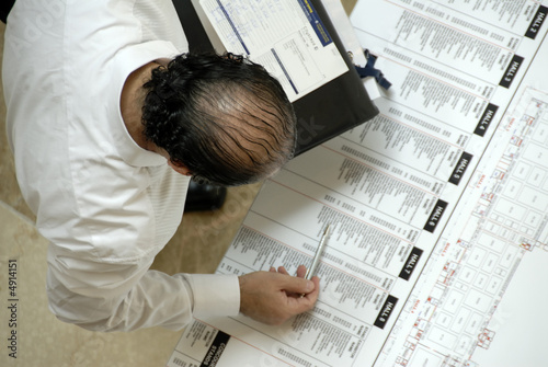 Visitor Examining The Floor Plan & Index Of An Exhibition