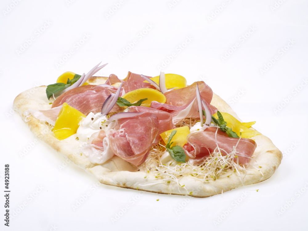 naan fladen brot mit parma schinken und mango